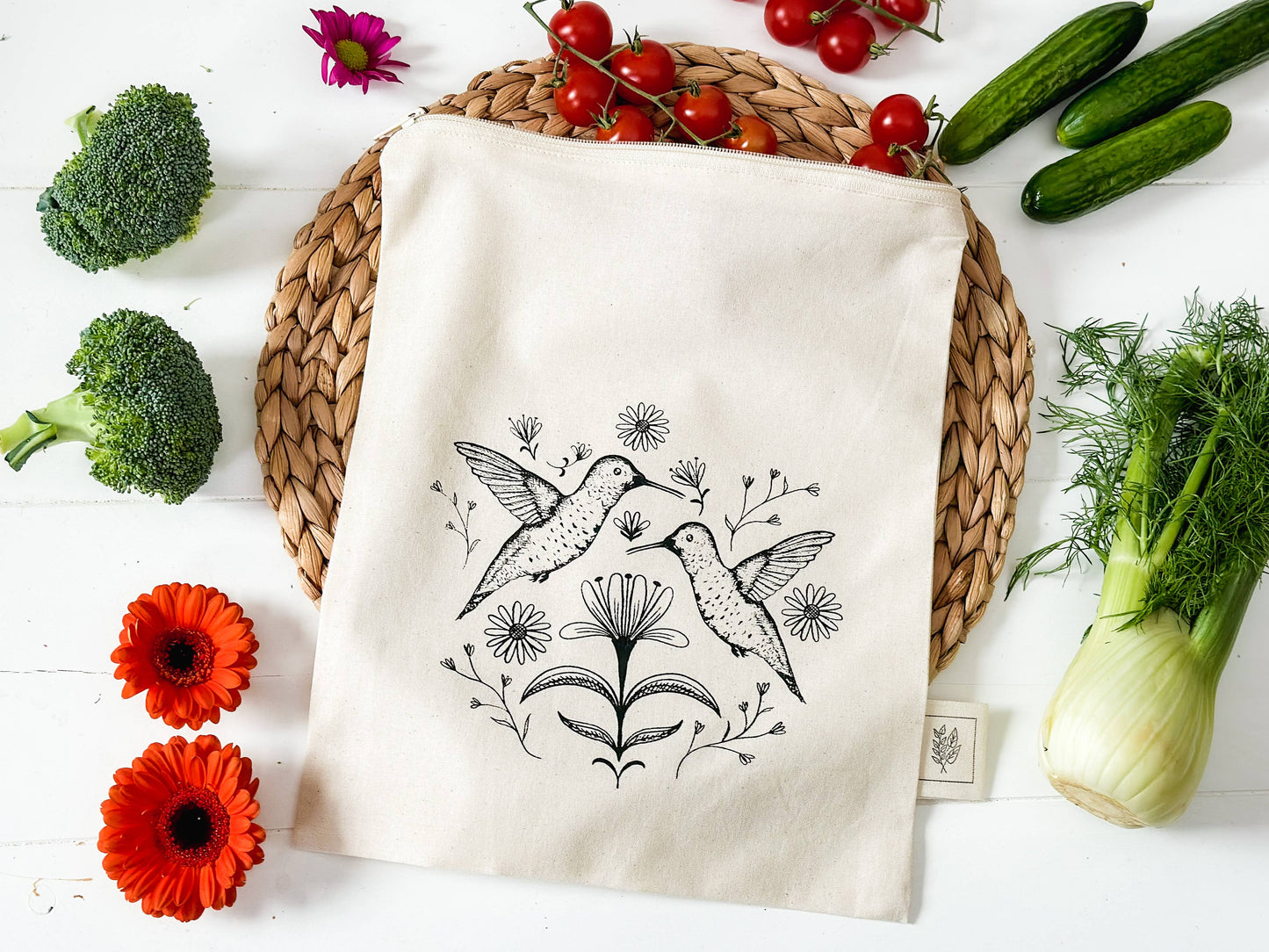 Hummingbird Zipper Reusable bag