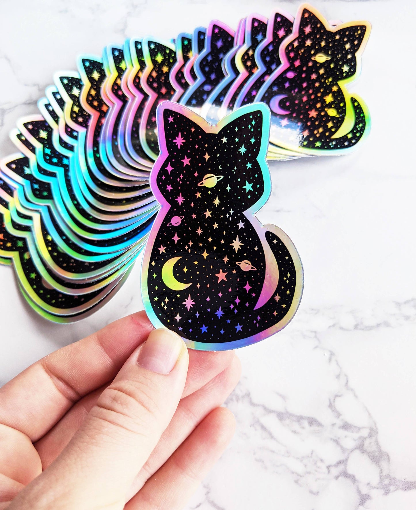Celestial Cat Sticker for Water Bottle Cat Bumper Sticker