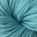 A close up of a skein of Berroco Vintage worsted weight yarn in light aqua blue color