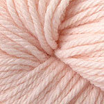 A close up of a skein of Berroco Vintage worsted weight yarn in light pale pink color