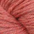 A close up of a skein of Berroco Vintage worsted weight yarn in heathered salmon red color