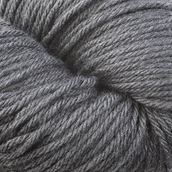 A close up of a skein of Berroco Vintage worsted weight yarn in grey color