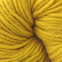 A close up of a skein of Berroco Vintage worsted weight yarn in vibrant yellow color