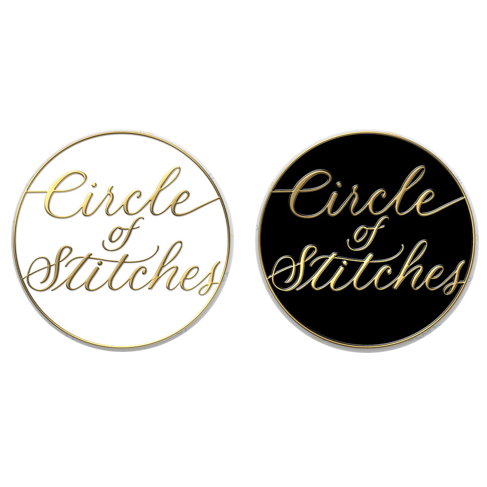Circle of Stitches Enamel Pin - Black or White