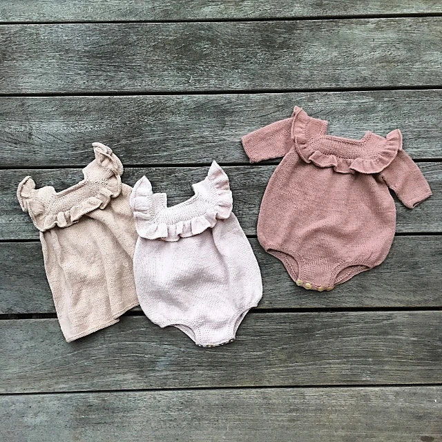 Ruffle Romper & Ruffle Dress Knitting Pattern by Knitting for Olive - Digital Download