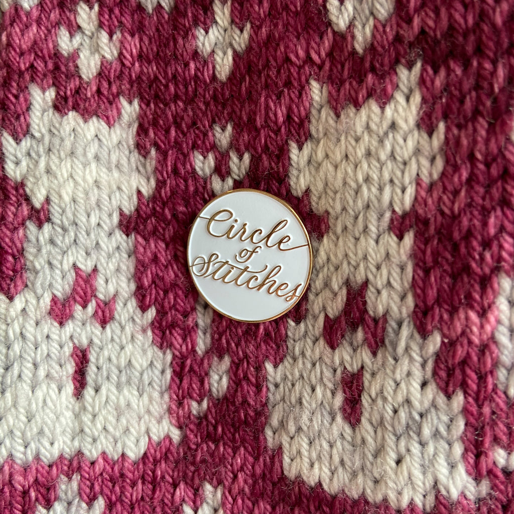 Circle of Stitches Enamel Pin - Black or White