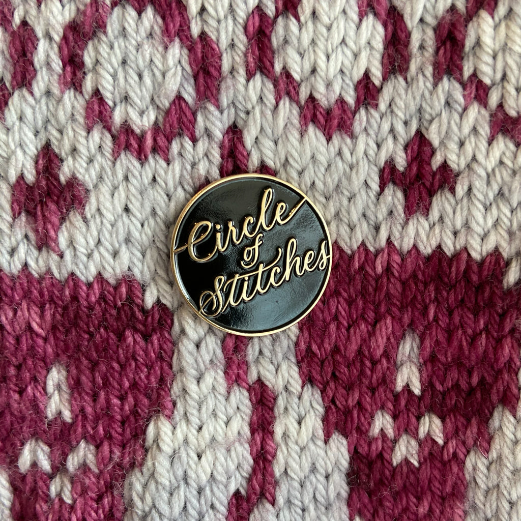 Circle of Stitches Enamel Pin - Black or White