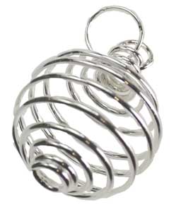 Silver Plated Coil Cage Pendulum for Crystals