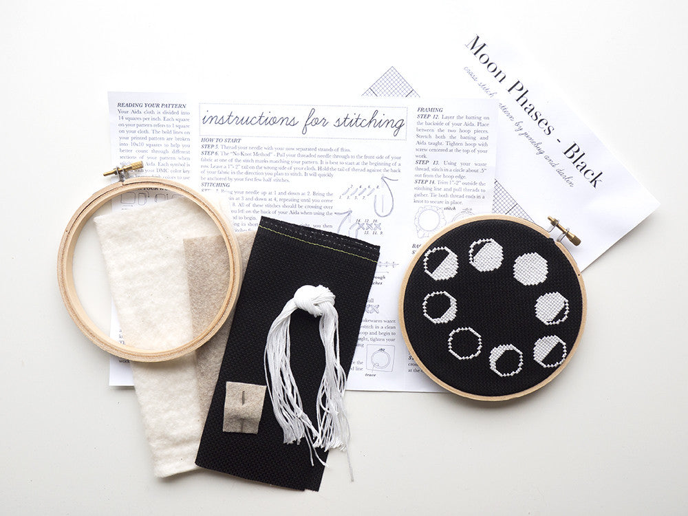 Moon Phases Cross Stitch Kit