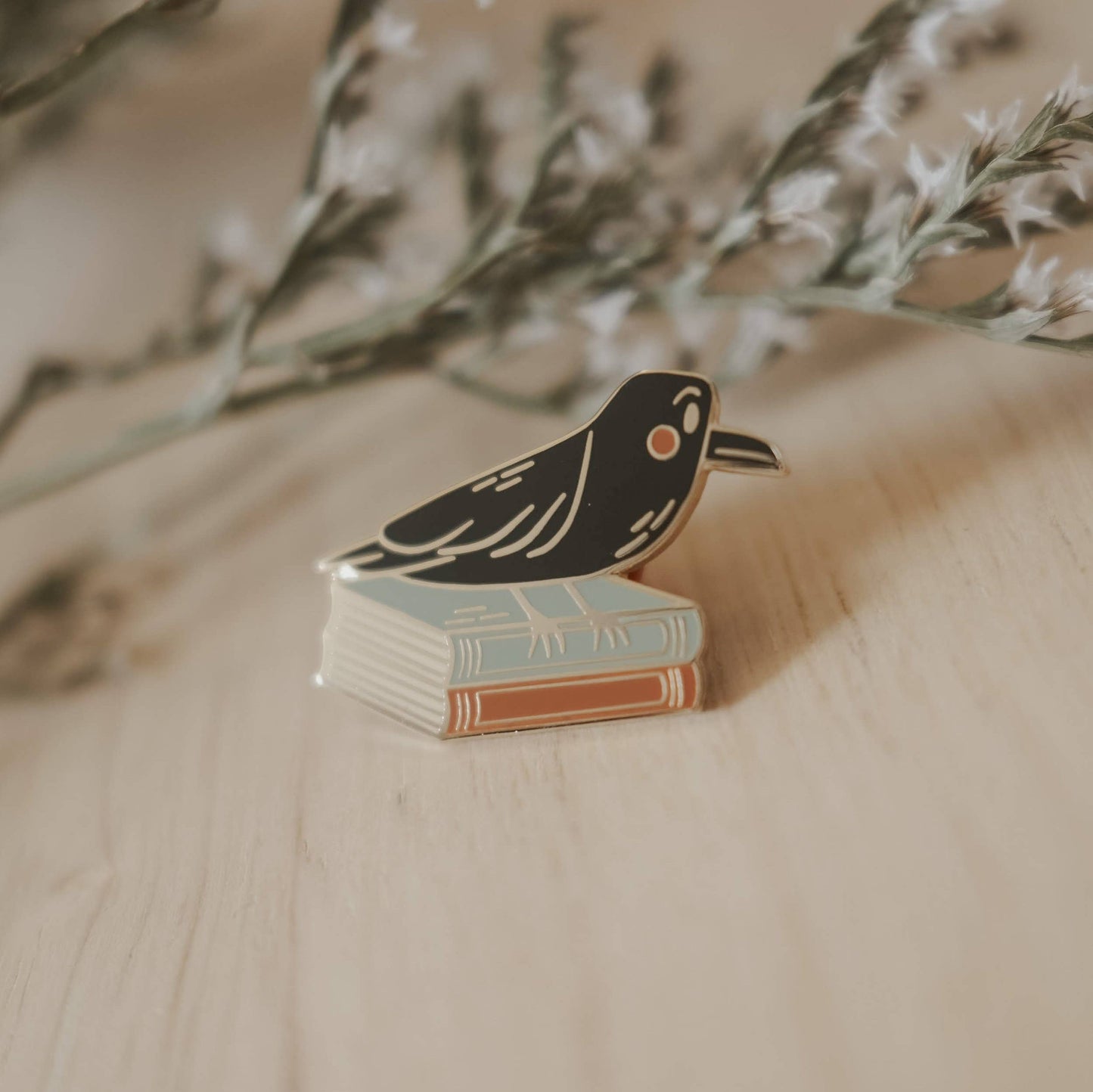 Literary Raven Enamel Pin (With Locking Clasp)