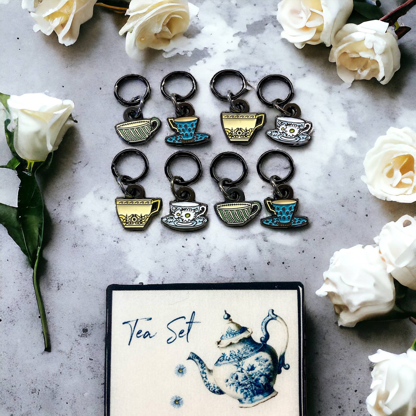 Tea Cups Stitch Marker Set