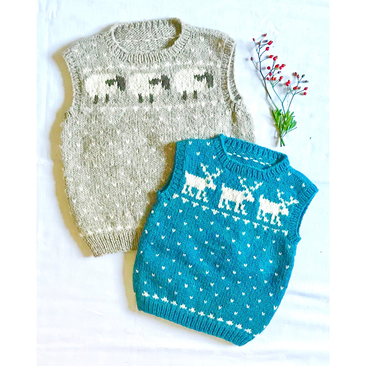 #3 Sheep & Reindeer Child's Vests by Yankee Knitter Designs