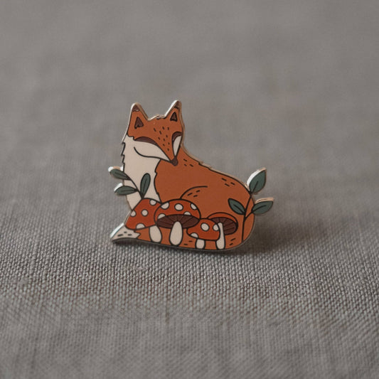 Fox in Forest Enamel Pin (With Locking Clasp)