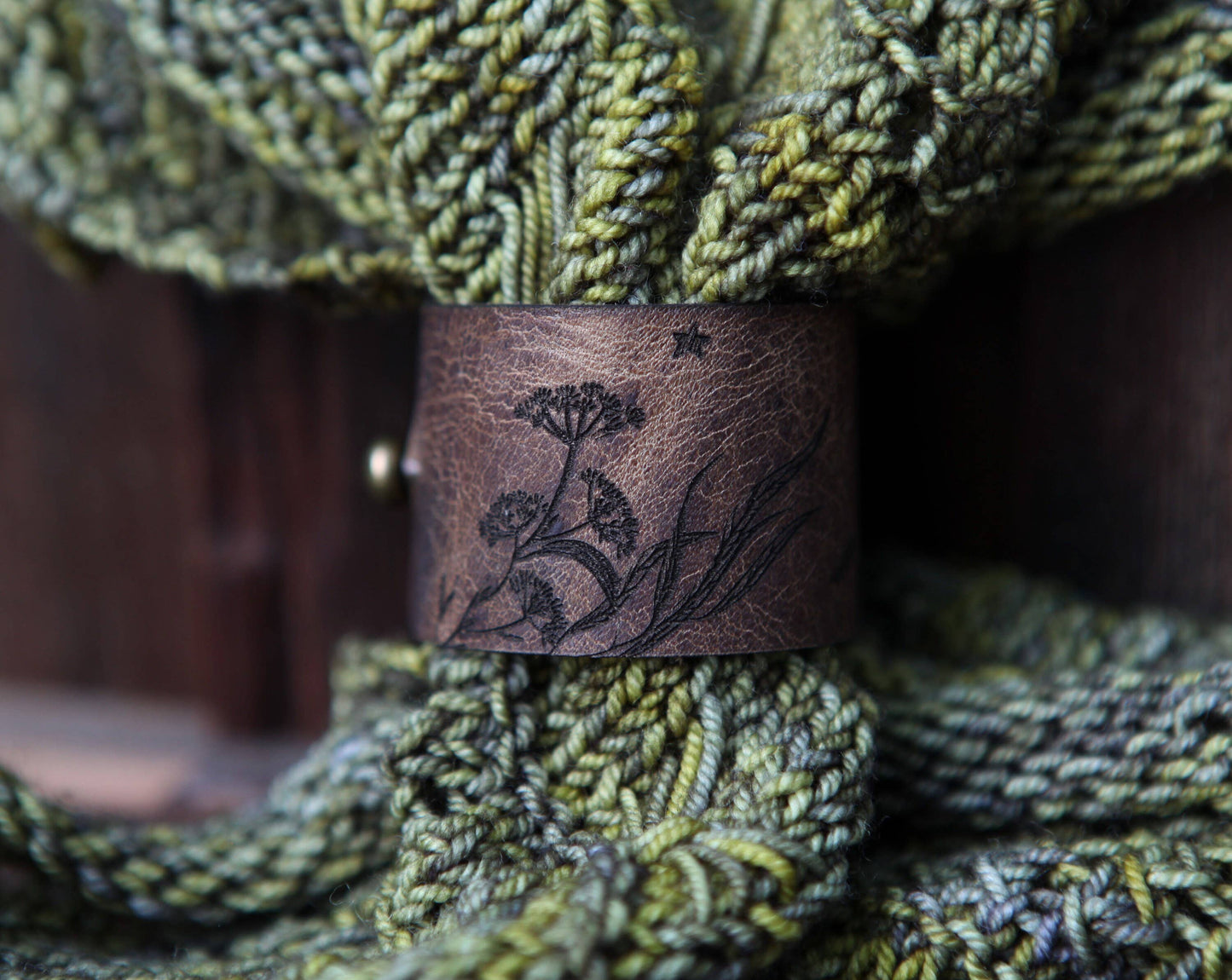 Luna Moth Moon & Stars Leather Shawl Cuff