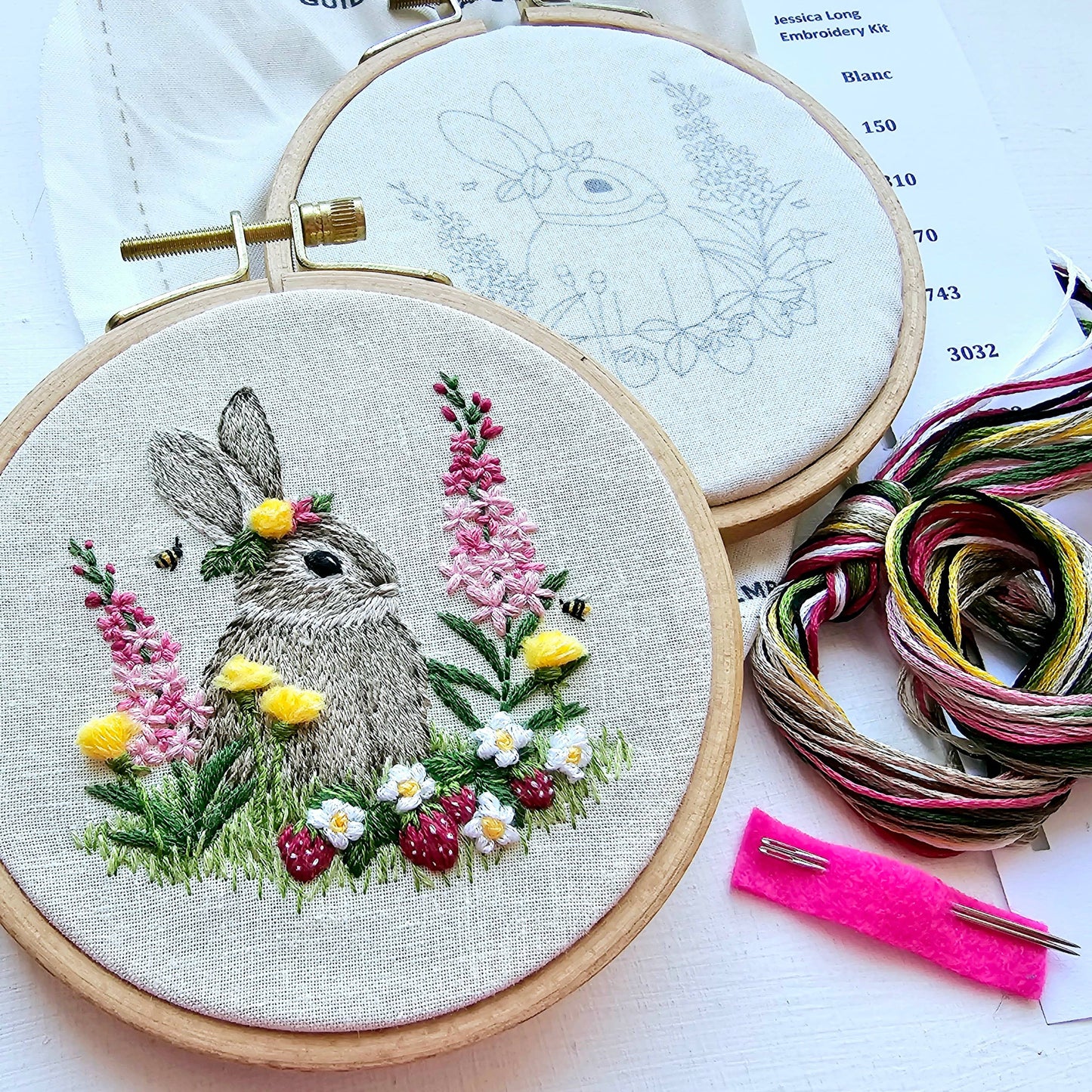 Berry Patch Bunny hand embroidery craft kit