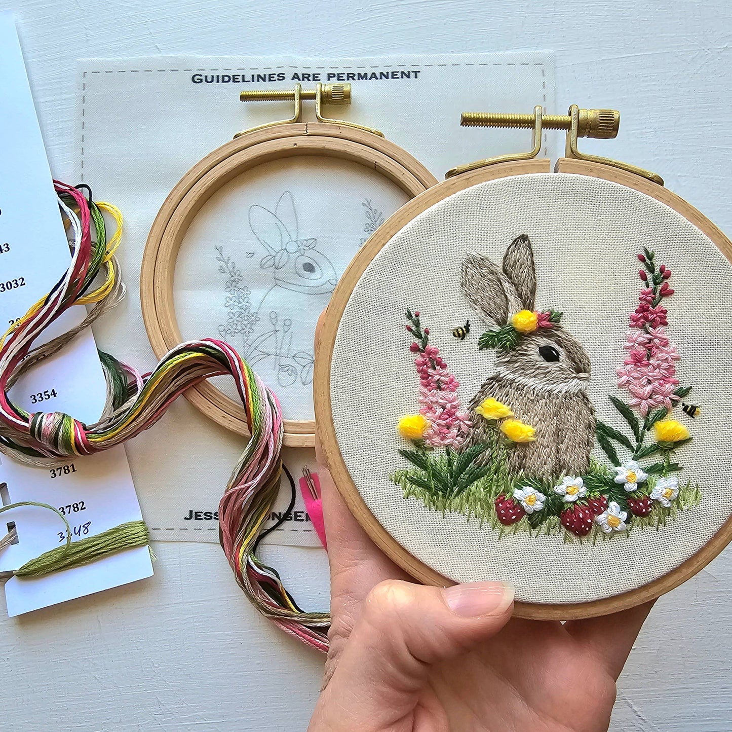 Berry Patch Bunny hand embroidery craft kit