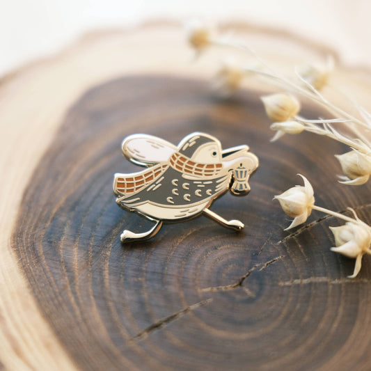 Caffeinated Sandpiper Enamel Pin (With Locking Clasp)