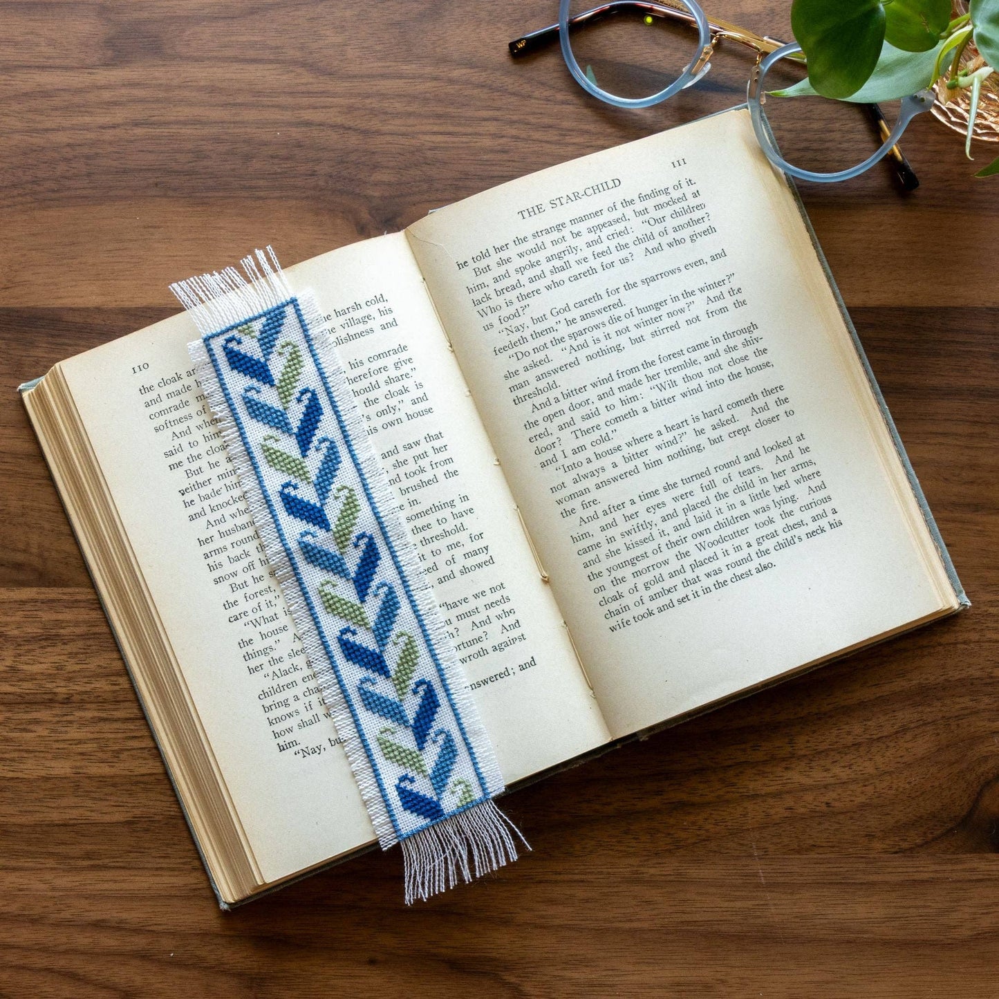 Folk Fabric Sampler Bookmarks Cross Stitch Kit - Blue and Gold