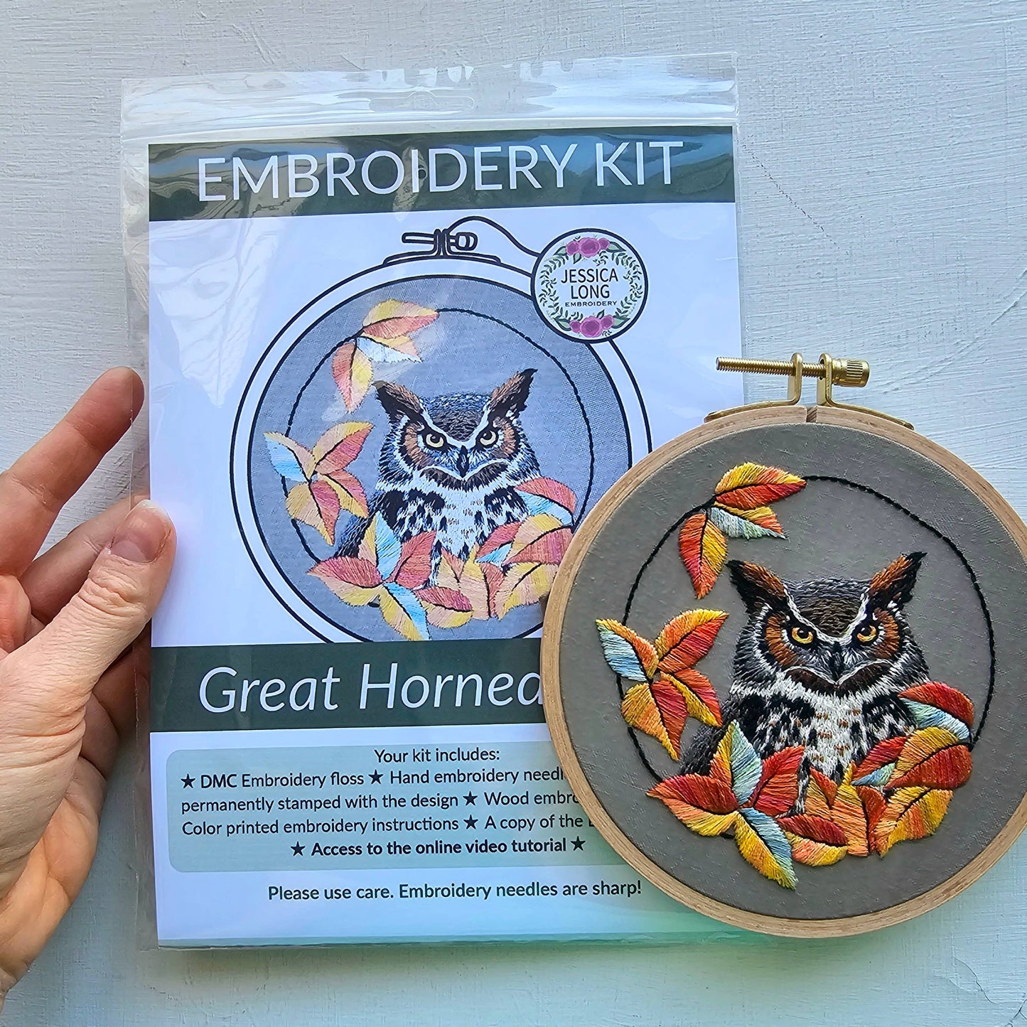 Great Horned Owl Embroidery Kit