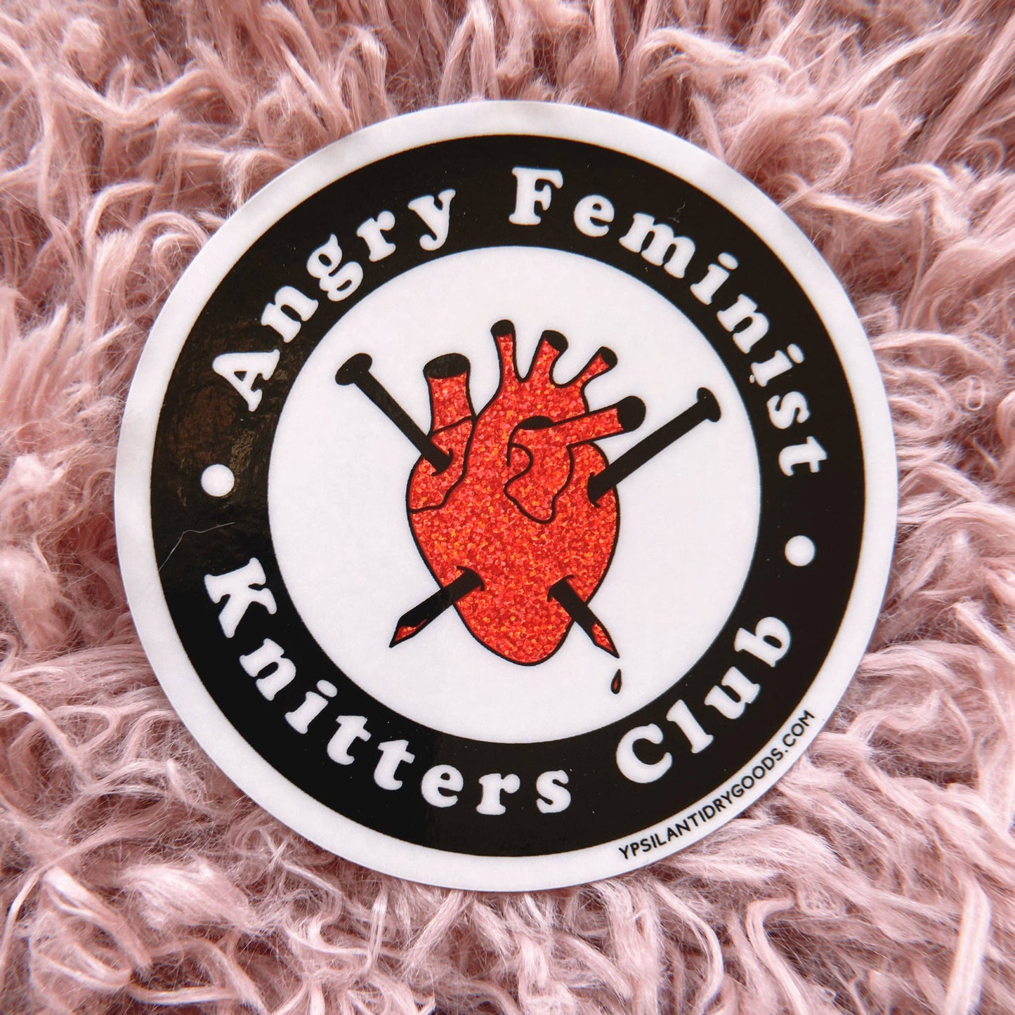 Angry Feminist Knitters Club Glitter Sticker