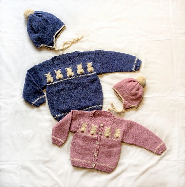 #11 Child's Bunny Sweater and Hat Knitting Pattern - Yankee Knitter Designs