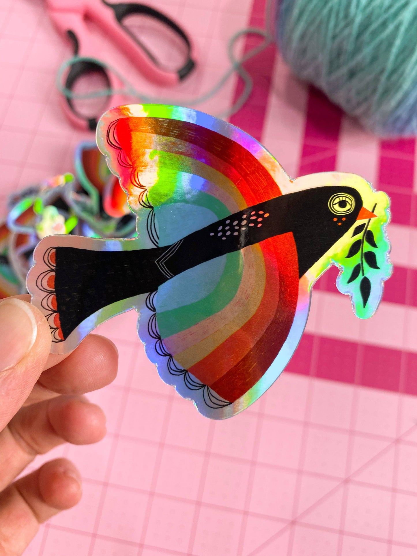 Rainbow Bird Sticker - Free Spirit Decal