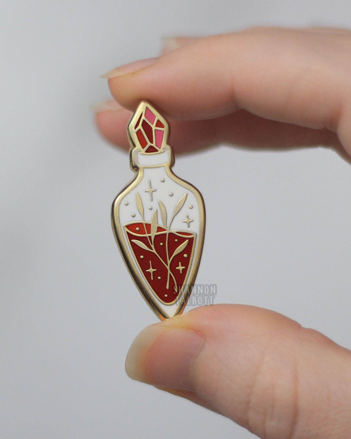 Herbology Potion Vial Magic Witchy Enamel Pin - Red/Gold