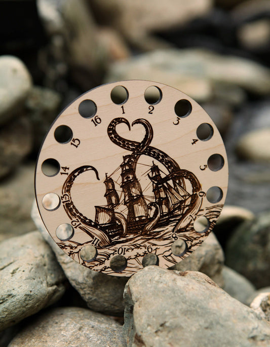 Kraken Squid Ship Embroidery Floss Storage Organizer
