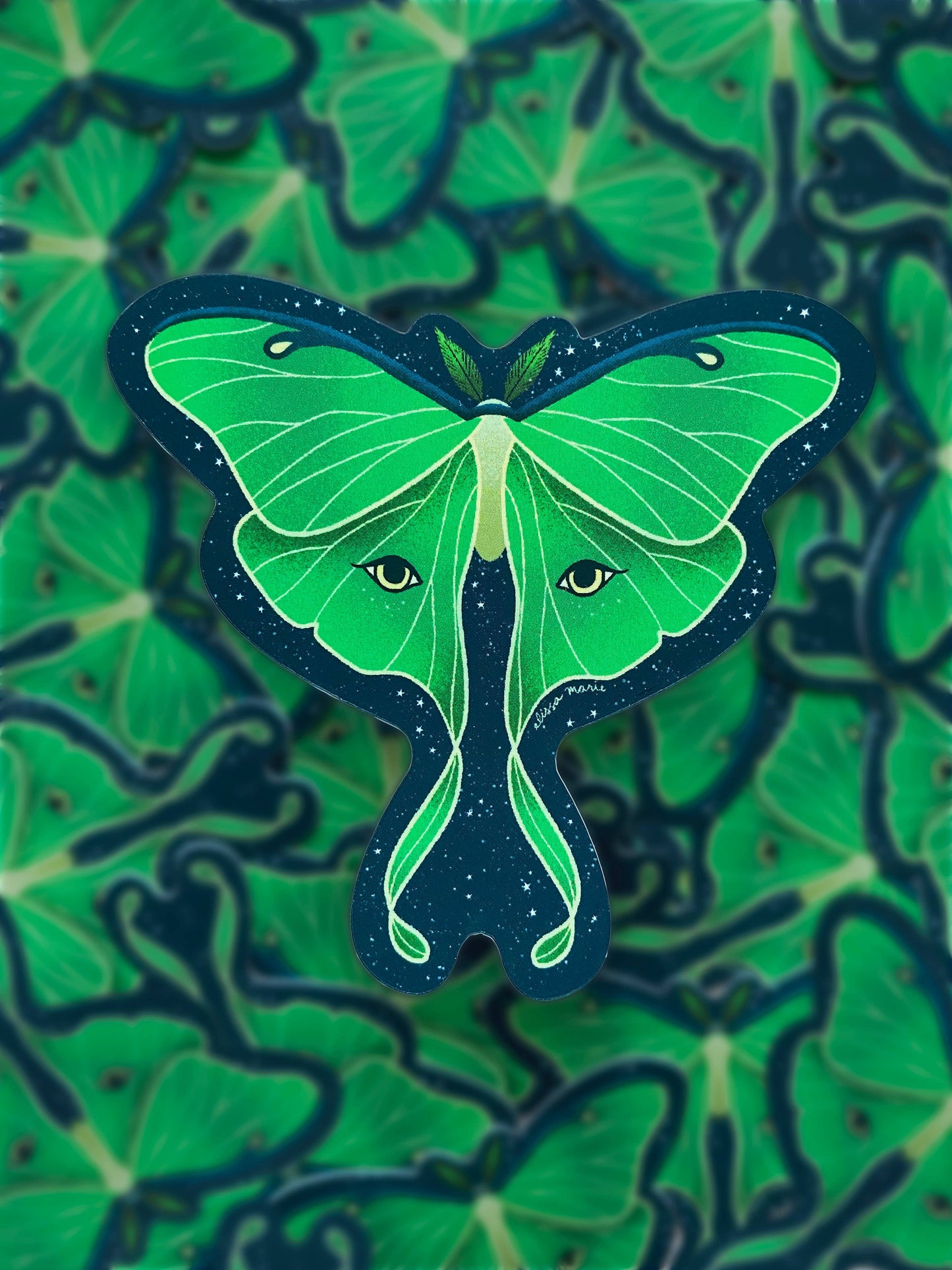 Luna Moth Matte Sticker | witchy | moon | botanical