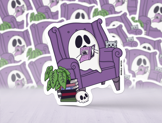 Ghost In Library Sticker