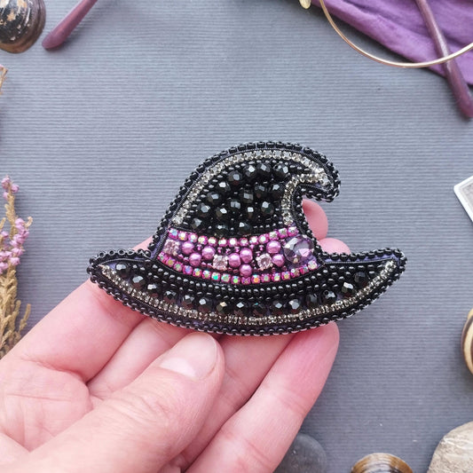 Witch Hat Beaded Brooch Kit: DIY Bead Embroidery