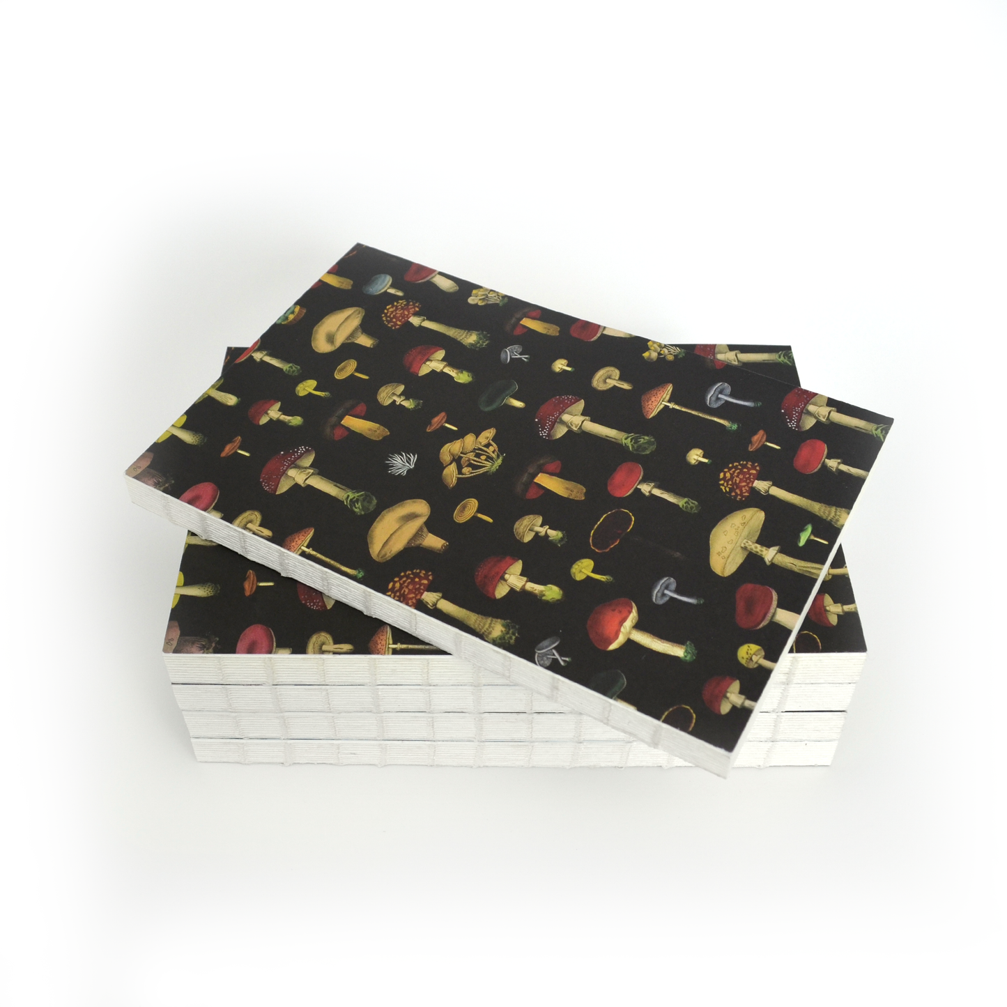 Vintage Black Mushroom Exposed Coptic Binding Notebook