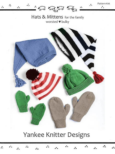 #26 Hats & Mittens - Child & Adult Knitting Pattern - Yankee Knitter Designs