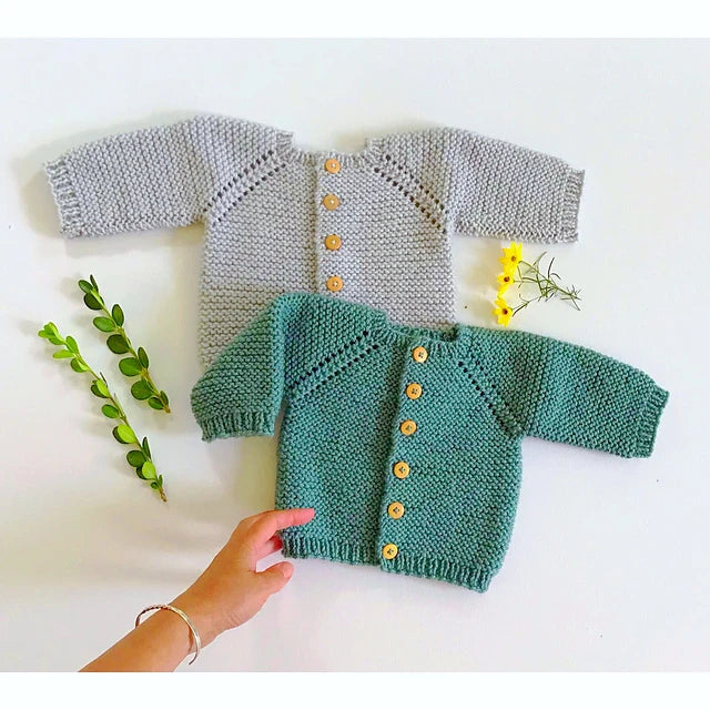 #32 Etta Cardigan- baby & child's top down sweater knitting pattern - Yankee Knitter Designs