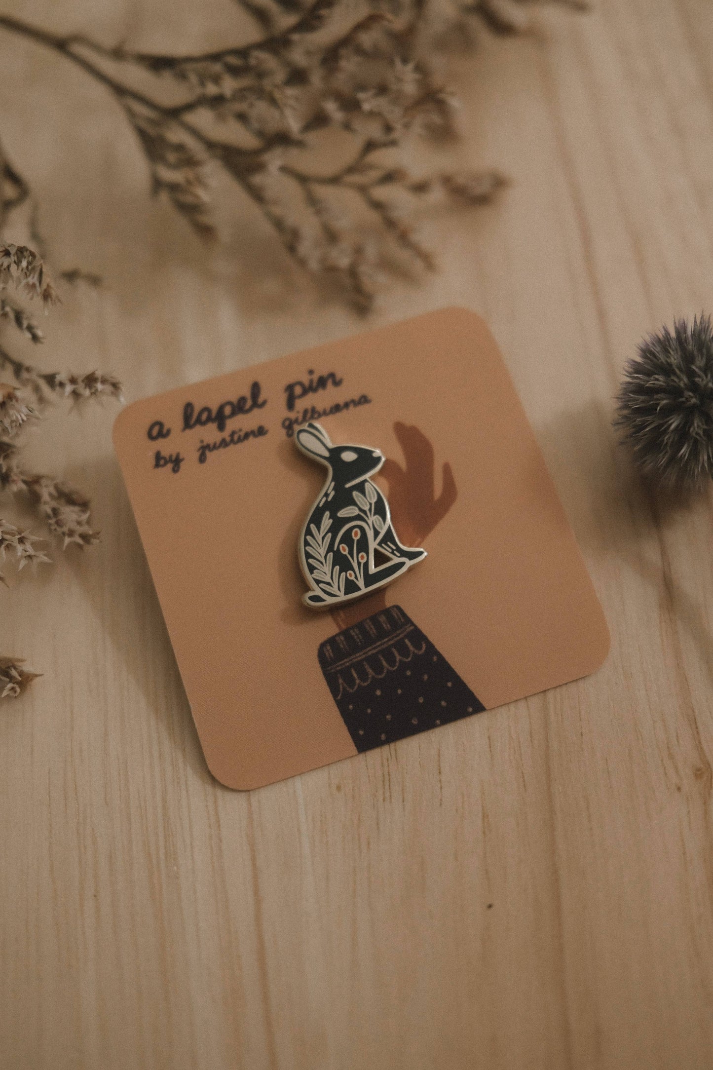 Rabbit Rosemary And Sage Enamel Pin (With Locking Clasp)