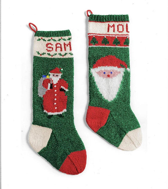 #27 Santa Christmas Stockings Knitting Pattern - Yankee Knitter Designs