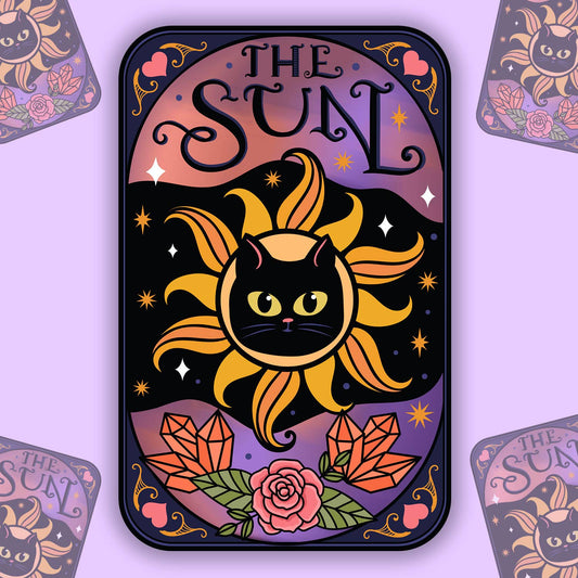 Cat The Sun Tarot Card Sticker