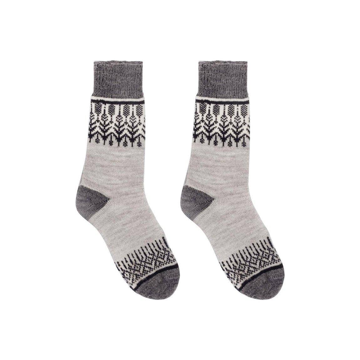 Nordic Merino Wool Socks (Yule - Ash) - Unisex: Large