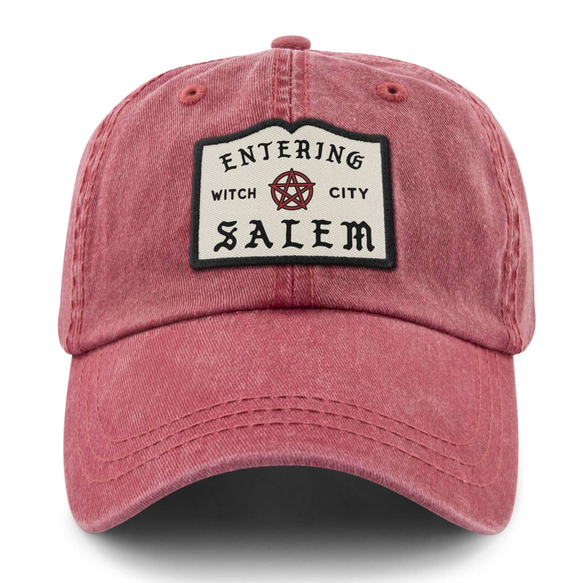 Entering Salem Washed Baseball Hat in Dark Green