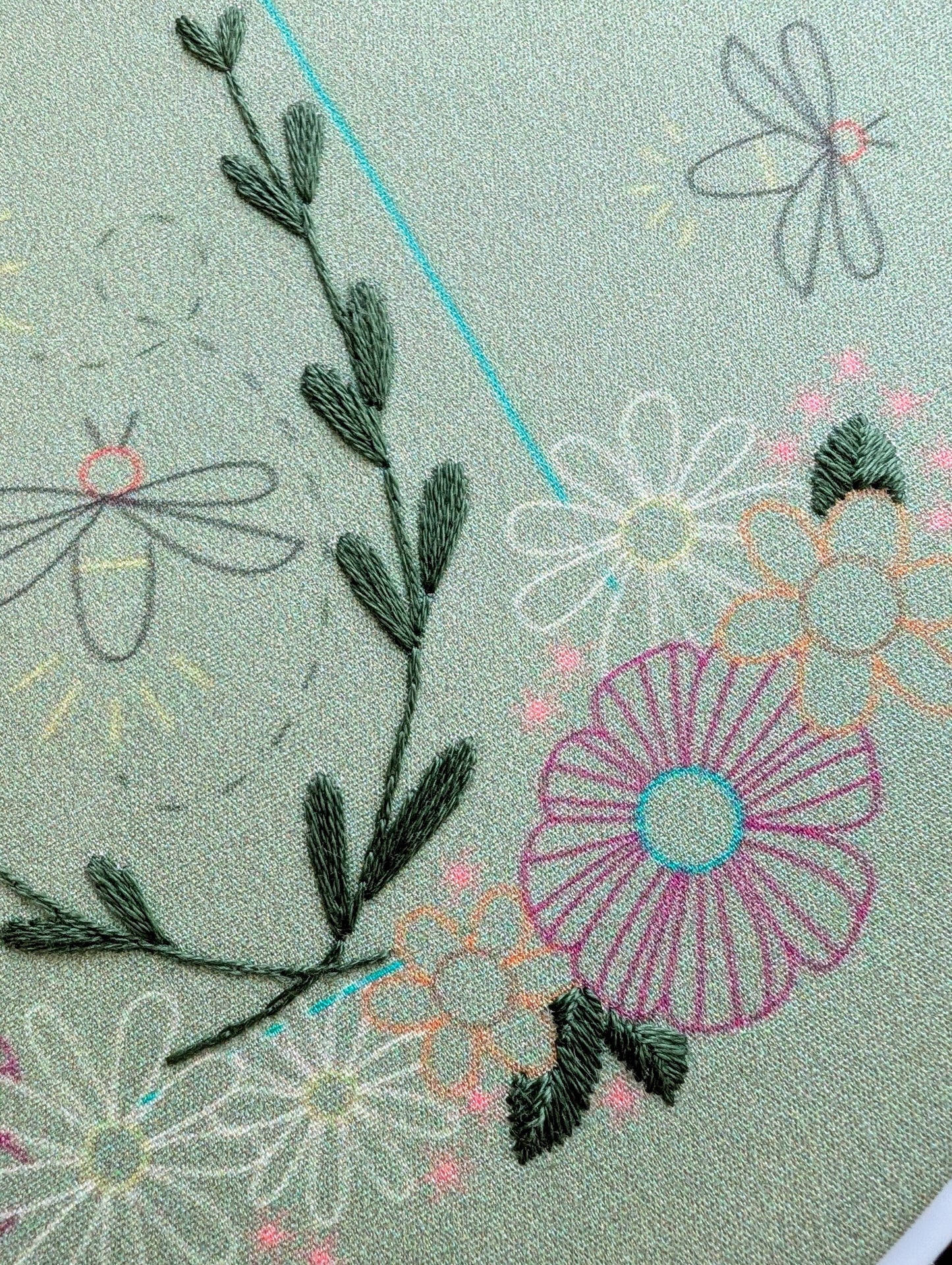 Fireflies embroidery kit