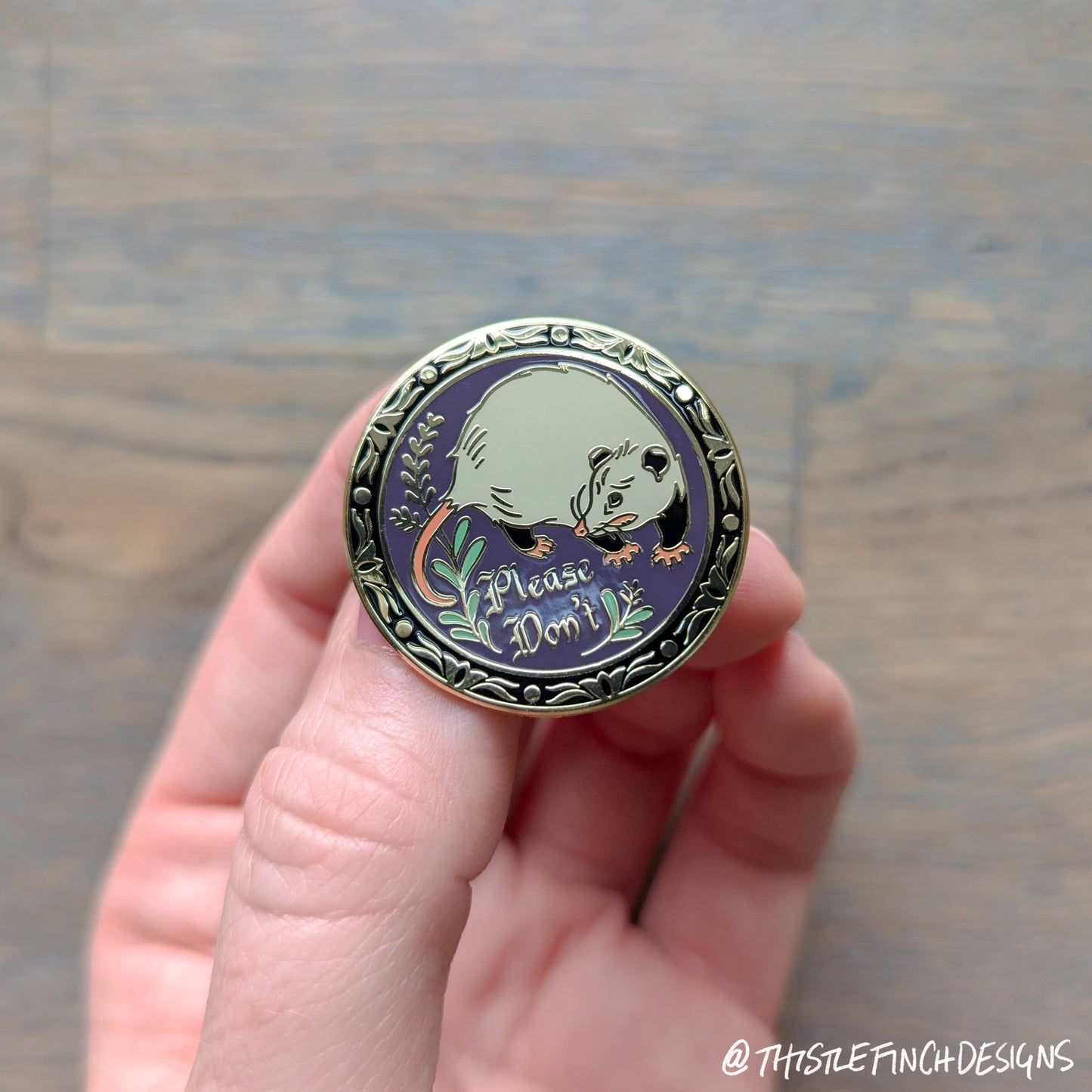 Please Don't Opossum Hex Sign Gold Hard Enamel Pin (Copy)