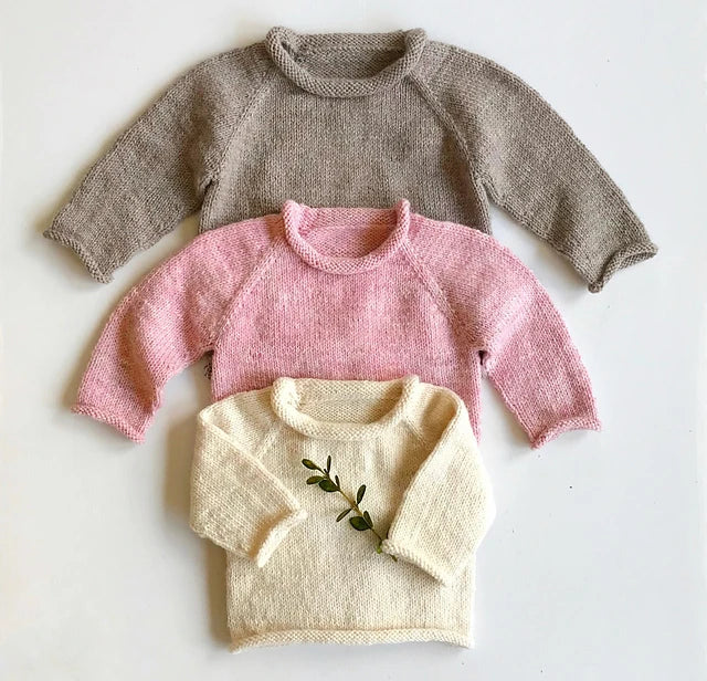 #37 Child's Top Down Roll Raglan Knitting Pattern - Yankee Knitter Designs
