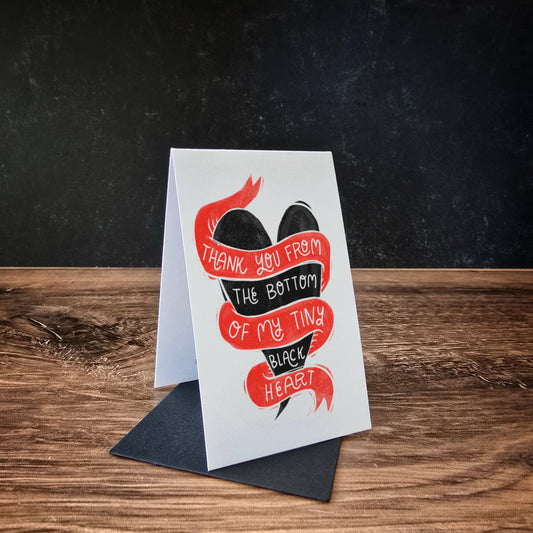 Mini Greeting Card: Thank You From My Tiny Black Heart