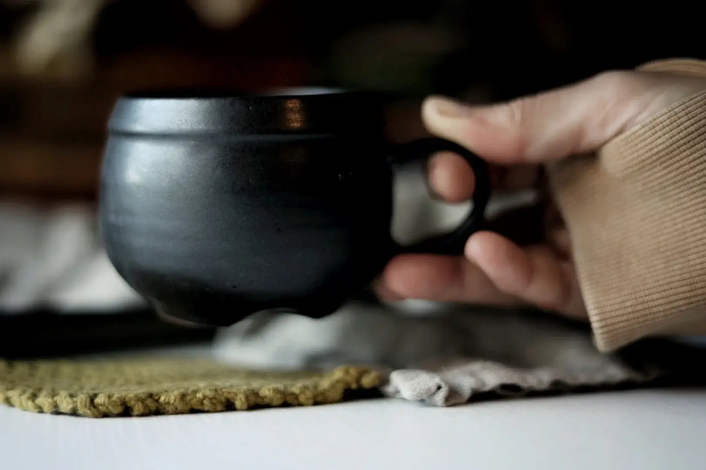 Black Cauldron Mug | Handmade for Halloween