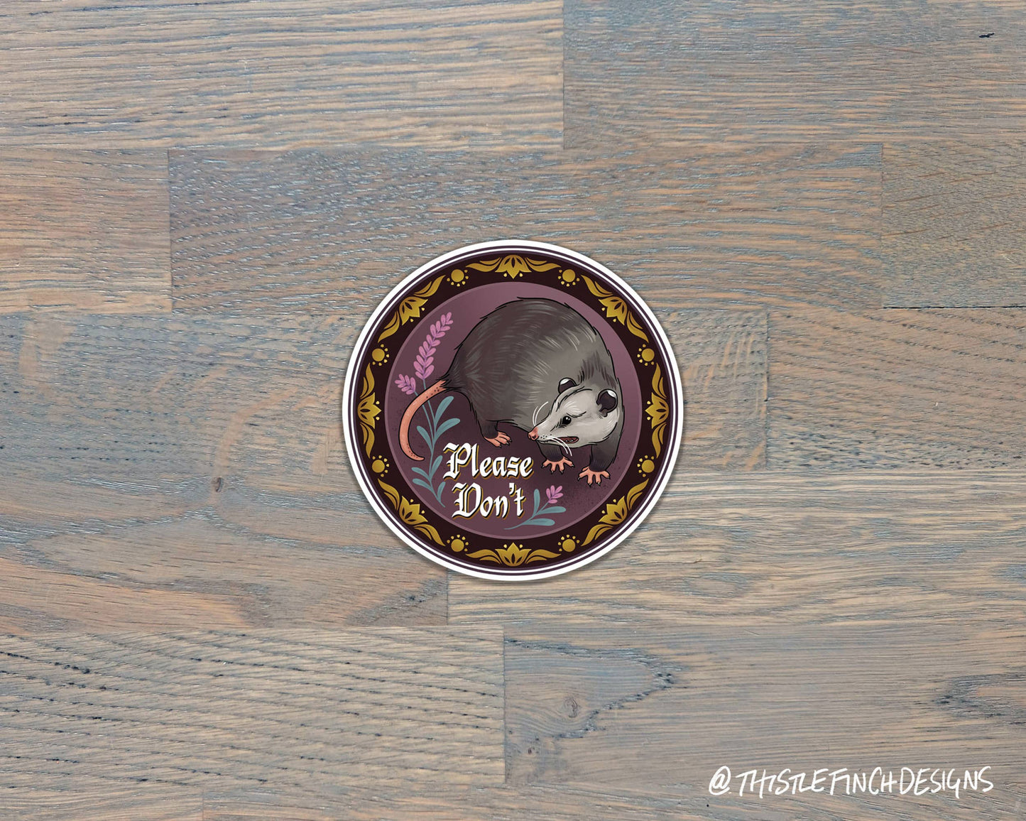Please Don't Opossum Hex Sign PA Dutch Vinyl Sticker