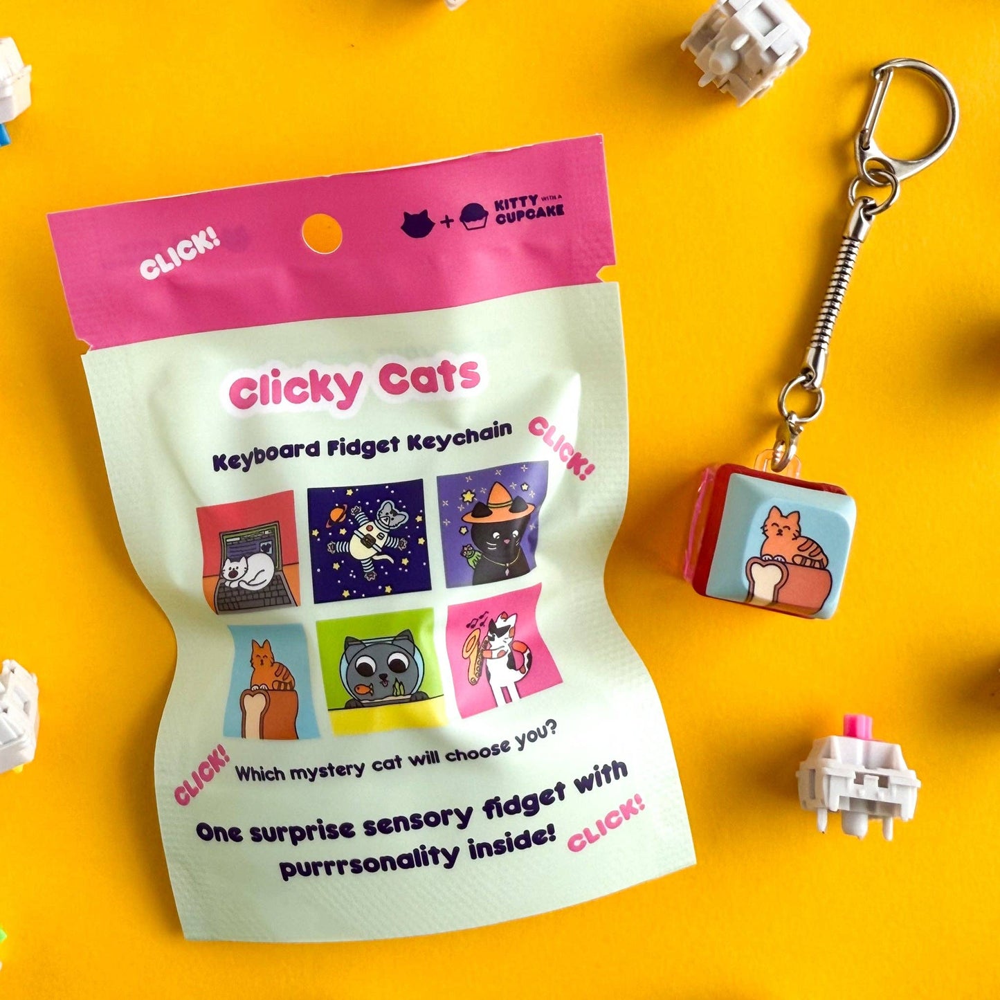 Clicky Cats Fidget Keychain - Blind Bag