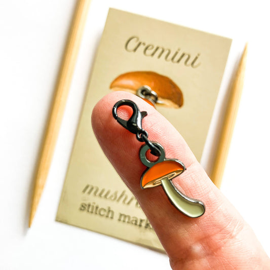 Cremini Mushroom Removable Stitch Marker or Progress Keeper