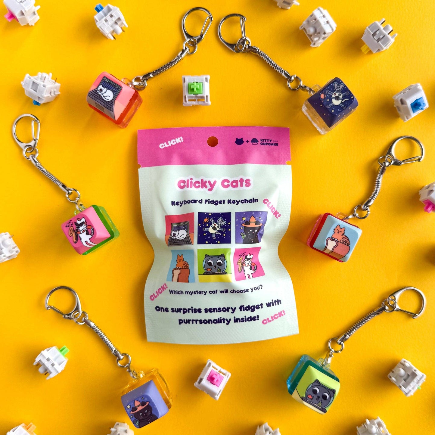 Clicky Cats Fidget Keychain - Blind Bag