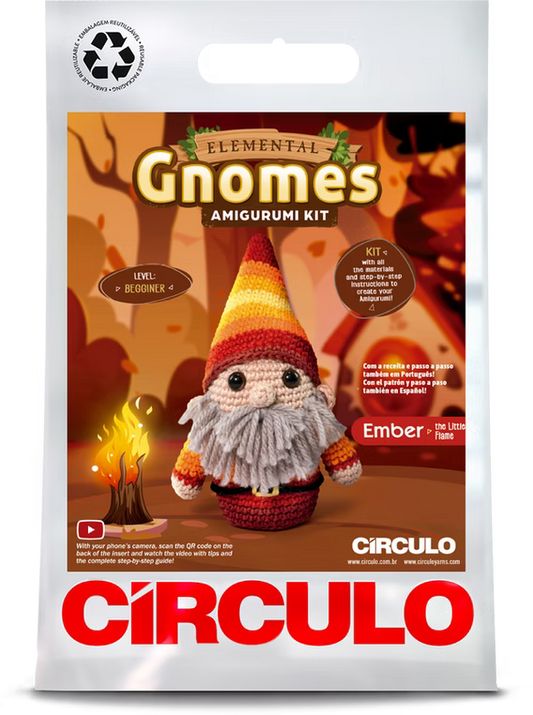 Ember the Little Flame Crochet Amigurumi Kit - Elemental Gnomes Collection