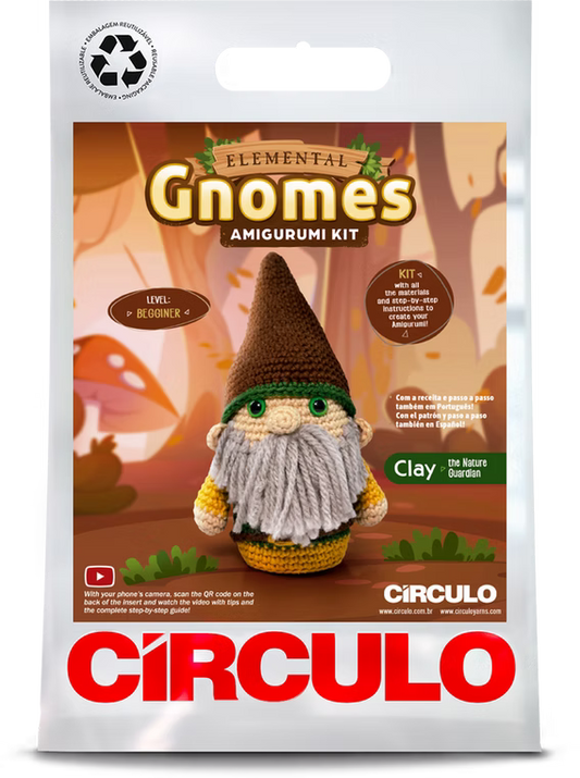 Clay the Nature Guardian Crochet Amigurumi Kit - Elemental Gnomes Collection